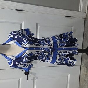 Blue and White Floral Dress